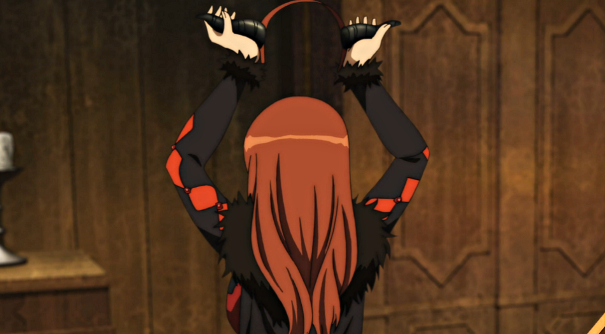 Undressing after the show.