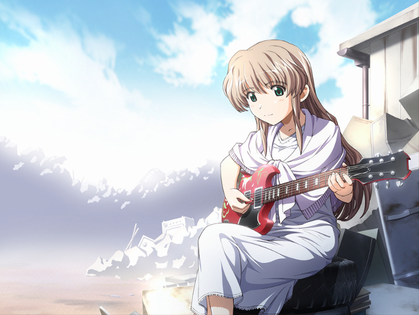 I love this image of Sarina happily playing her Guitar, unconcerned about her surroundings.