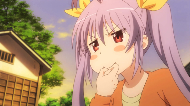 This is a little girl trying to whistle for her pet raccoon